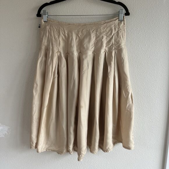 Vintage Jean Paul Gaultier Skirt Womens Large Y2K Pleated Satin Beige A Line 42 - Picture 2 of 6